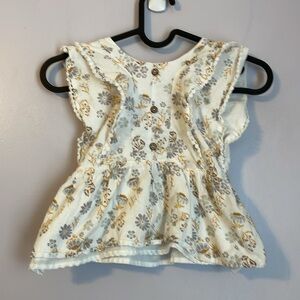 Rachel Zoe Cream Floral Ruffle Crochet Edged Sleeveless Blouse size 4T